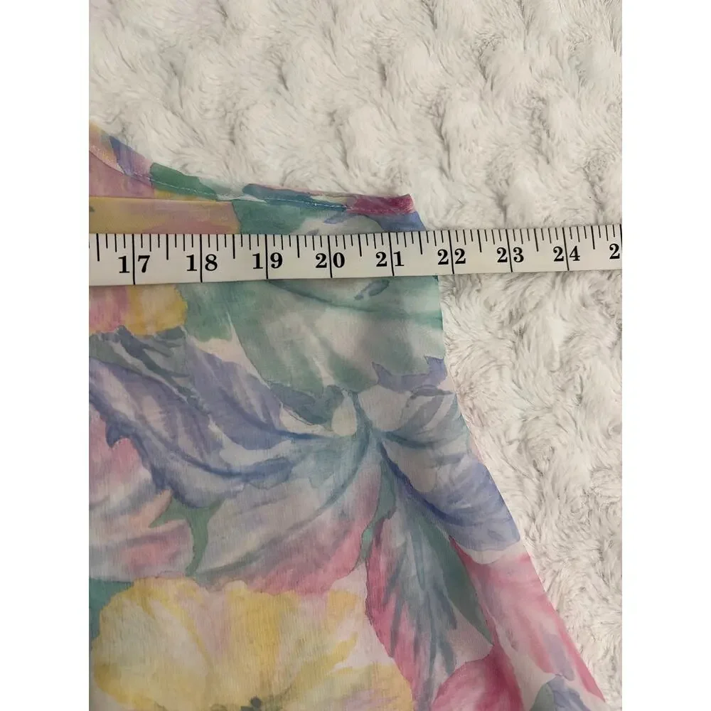 Vintage Hidden Fantasies Floral Pastel Sheer Romantic 90s Lingerie Slip L - Picture 7 of 8